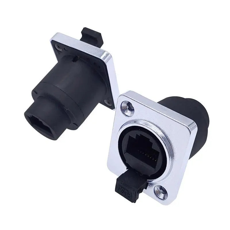 1 piece RJ45 Waterproof Network Connector with Rubber cover IP65 8p8c D type Panel Mount Socket RJ45 Ethernet Connector - electrical center b2c