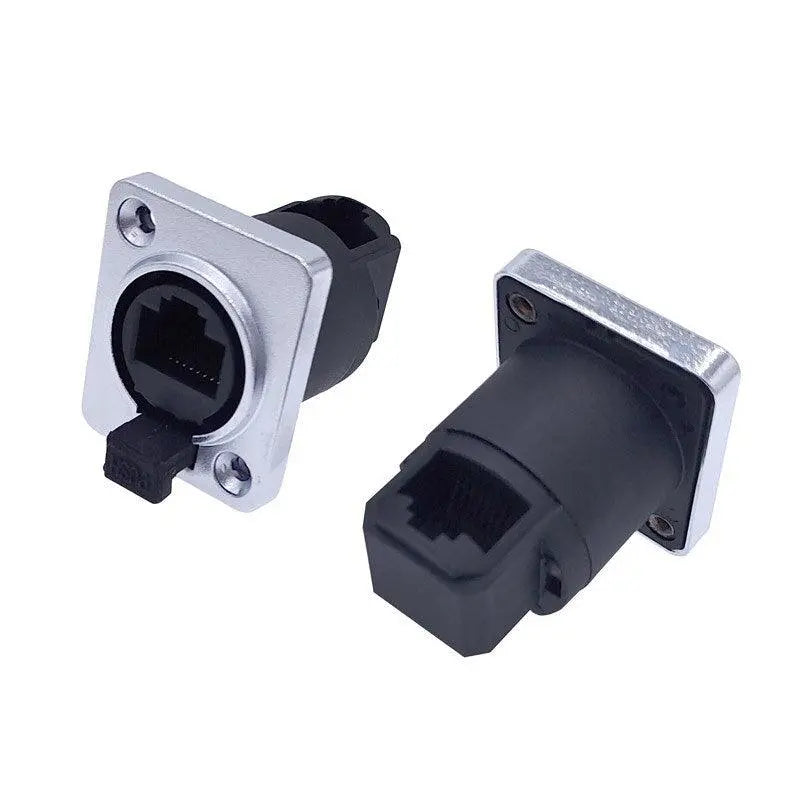 1 piece RJ45 Waterproof Network Connector with Rubber cover IP65 8p8c D type Panel Mount Socket RJ45 Ethernet Connector - electrical center b2c