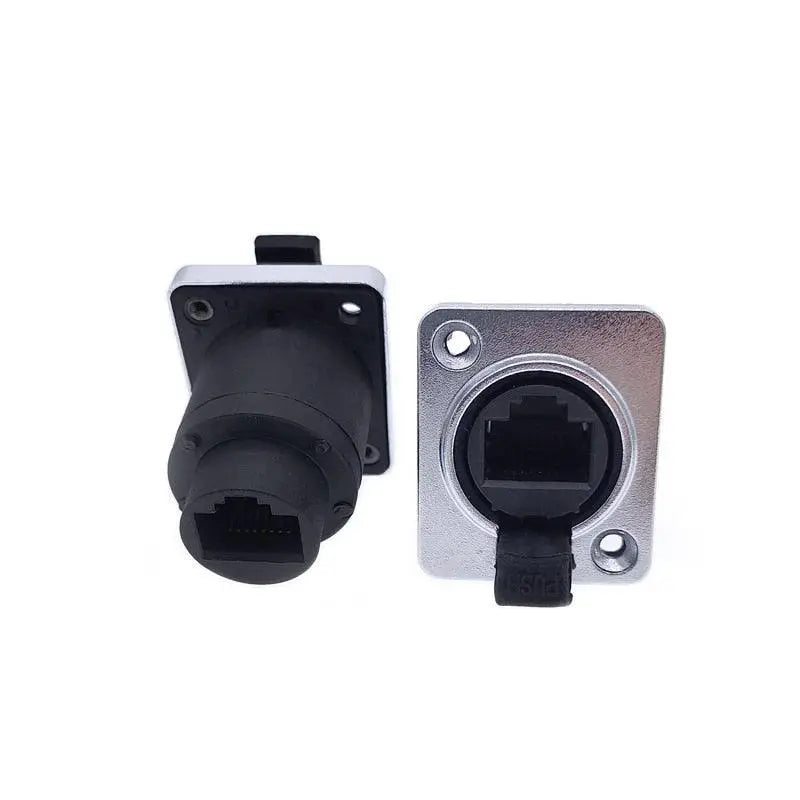 1 piece RJ45 Waterproof Network Connector with Rubber cover IP65 8p8c D type Panel Mount Socket RJ45 Ethernet Connector - electrical center b2c