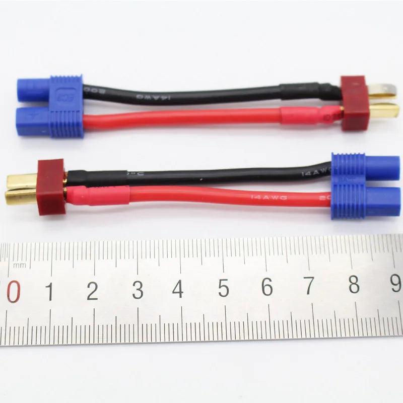 100 Pcs/Lot T Dean Male To Female EC3 Connector 14AWG 60 Mm Wire Cable Adapter for RC Parts