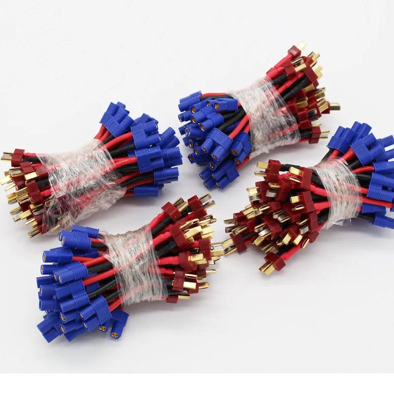 100 Pcs/Lot T Dean Male To Female EC3 Connector 14AWG 60 Mm Wire Cable Adapter for RC Parts