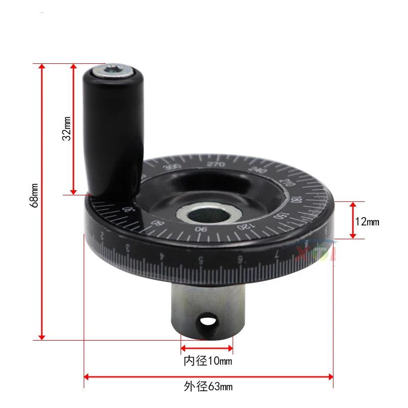 10x63mm Solid Bakelite Milling Handle Hand Wheel CNC 3D Printer Milling Machine Lathe Handwheel With Scale Replacement Parts