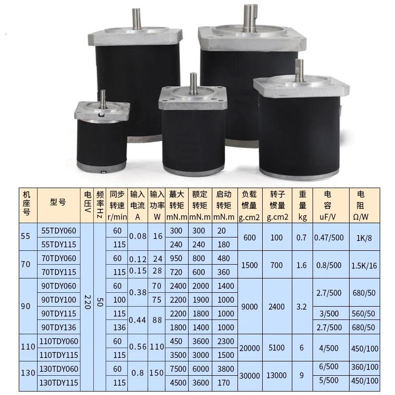 110W AC Motor 220V Permanent Magnet Synchronous High Torque Low Speed 60rpm 115rpm Electric Motor Long Life Mini Moter Engine