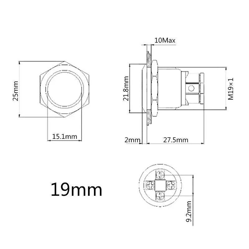 19mm 22mm Reset Metal Push Button| 4 Screw Foot For Car Power - electrical center b2c