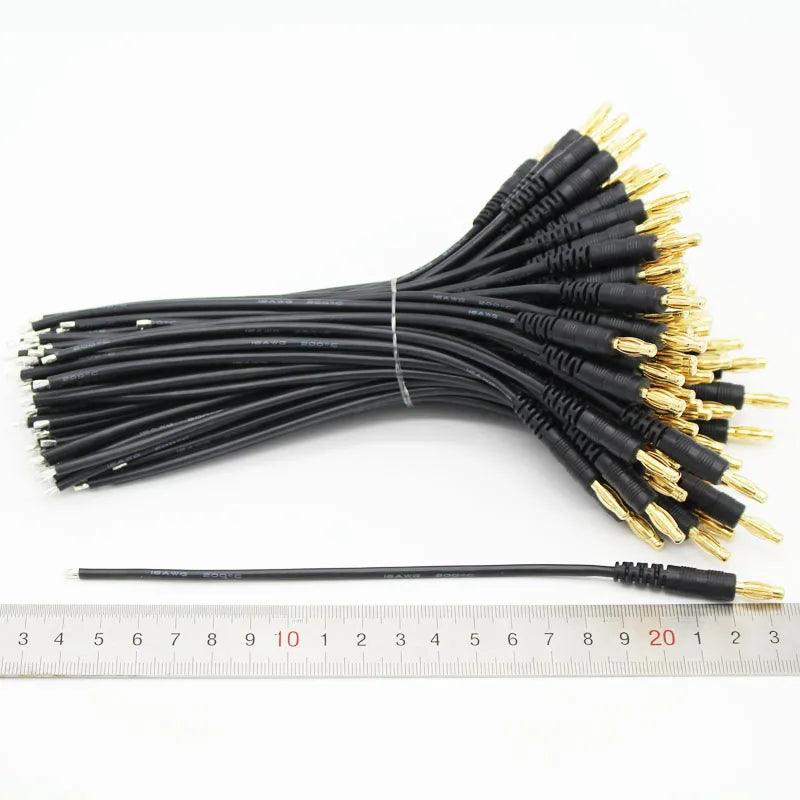 200 Pairs/Lot 4mm Banana Plug Cable Adapter 16AWG Soft Silicone Wire Switch Cable Connector 150mm