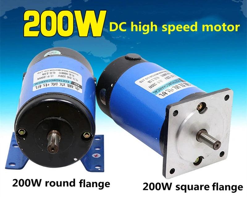 200W Permanent Magnet Motor DC 220V 1800rpm High Speed Motor Can Adjust Speed Forward and Reverse Electric DC Mini Moter Engine