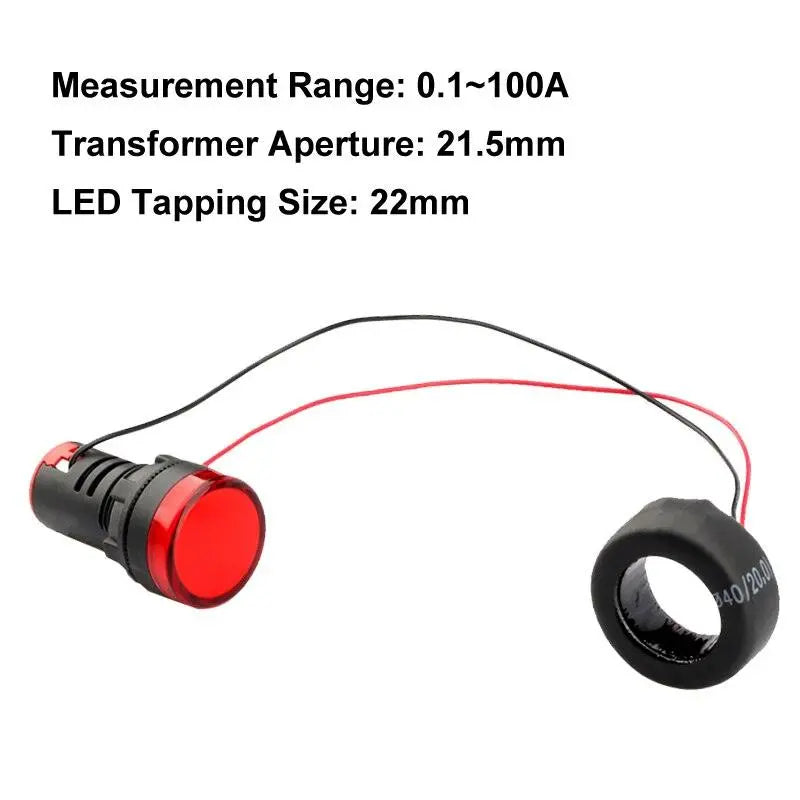 22mm Tapping LED Current Indicator Power Indicator AC Current transformer Indicator - electrical center b2c,current indicator led