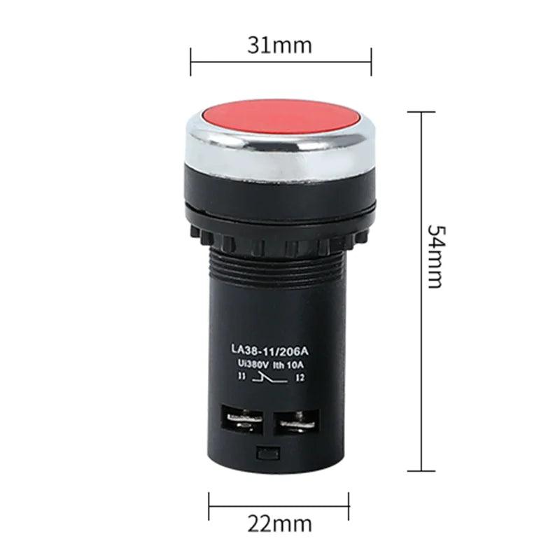 22mm Economical LA38-11/206A Button Switch Knob Switch Emergency Stop Switch Normal Open + Normal Close,la38 series button switch
