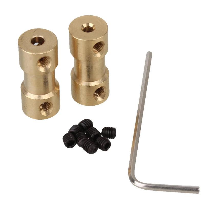 2mm/2.3mm/3mm/3.17mm/4mm/5mm/6mm Brass Rigid Motor Shaft Coupling Mini Coupler Motors Transmission Connector with Screws Wrench