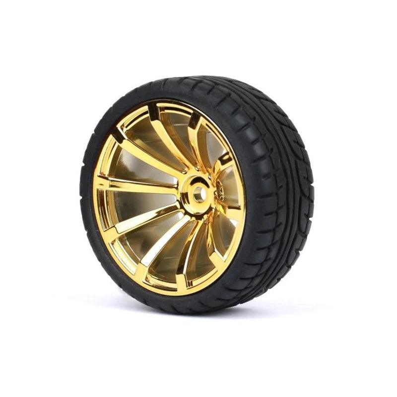 4pcs 65mm Rubber Tire Wheel Hub Motor Brass Extension Hexagonal Coupling 1:10 Wheel For RC Smart Robot Car Chassis Part DIY Toy,electric hub motor for car,hub motors