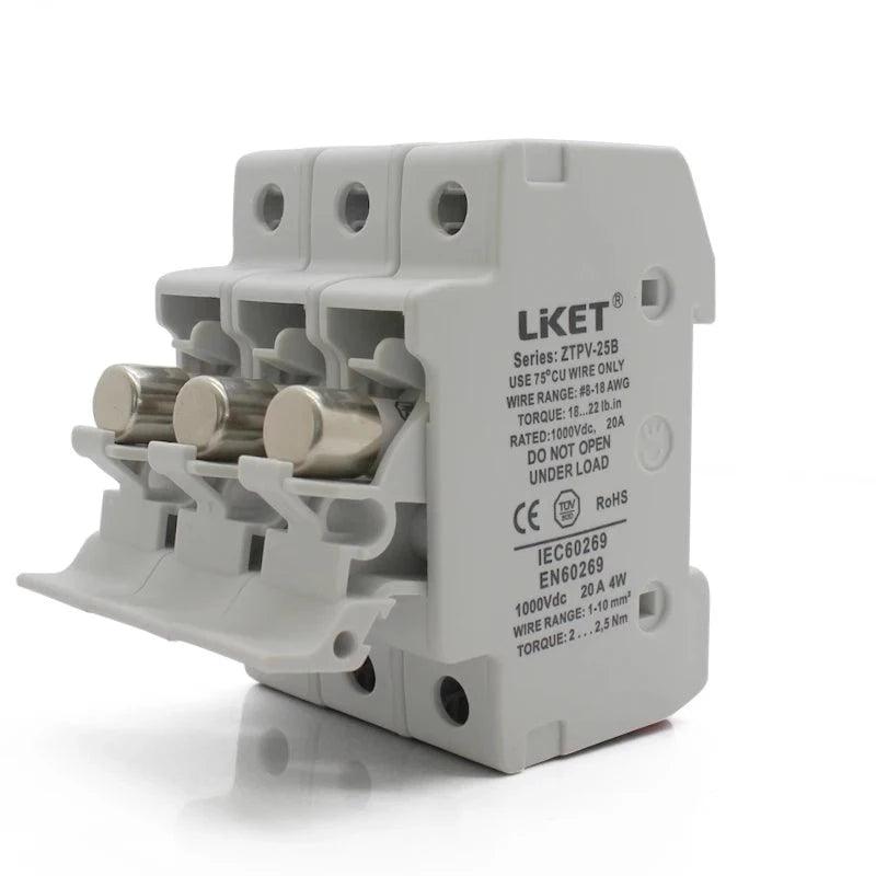 5 Set/lot 3P Parallel Fuse Holder 1000V DC Fusible 10x38 GPV, with Fuse Holder for Solar System Protection
