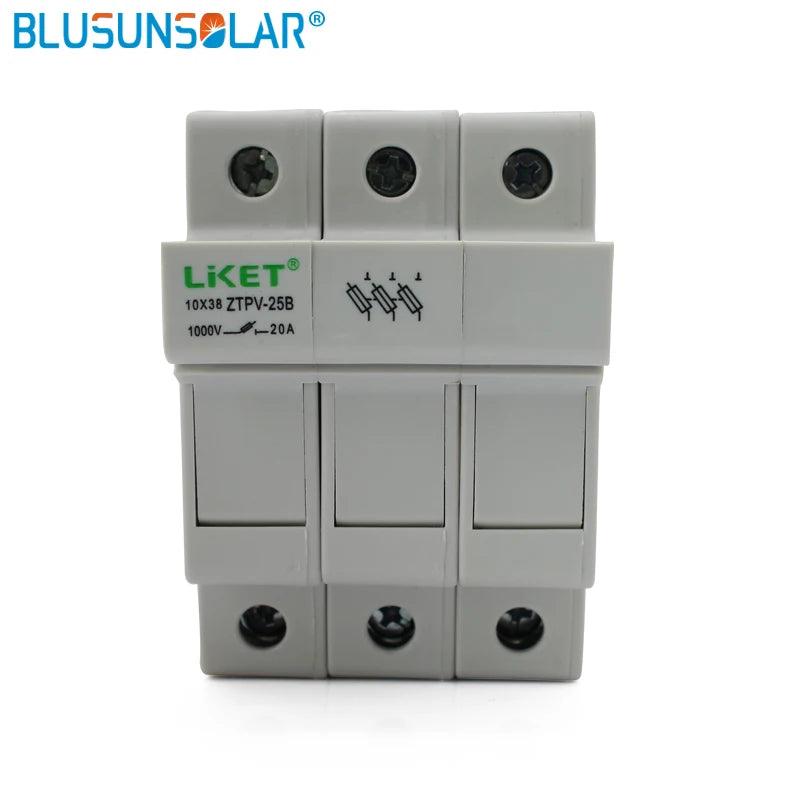 5 Set/lot 3P Parallel Fuse Holder 1000V DC Fusible 10x38 GPV, with Fuse Holder for Solar System Protection