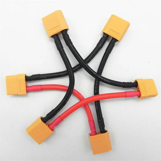 50pcs/Lot XT90 Connector 1 Male To 2 Female Serial Charger Cable Connection 10AWG 10cm