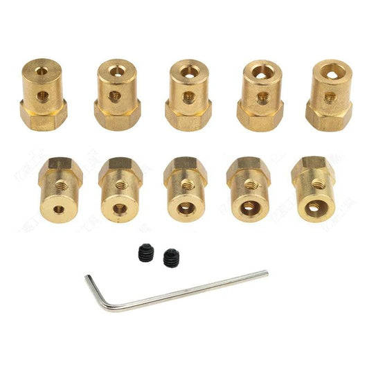 5pcs Hexagon Coupling 2mm 3mm 3.17mm 4mm 5mm 6mm 7mm 8mm Brass Copper Rigid Wheel Hub Motor Connector Sleeve Smart Car