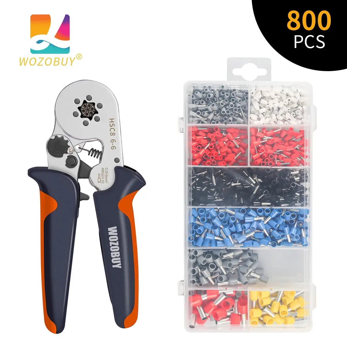 Hexagonal Ferrule Crimp Tool Wire Ferrule Crimping Tool HSC8 6-6/6-4 Self-adjustable Ratcheting Crimper for AWG23-10 0.25-6.0mm² - electrical center b2c