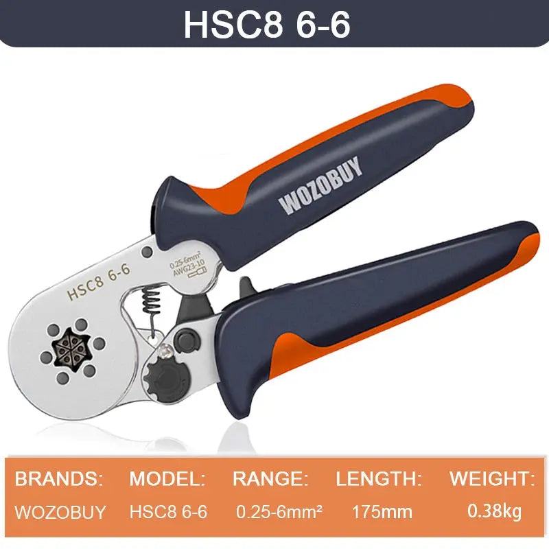 Hexagonal Ferrule Crimp Tool Wire Ferrule Crimping Tool HSC8 6-6/6-4 Self-adjustable Ratcheting Crimper for AWG23-10 0.25-6.0mm² - electrical center b2c