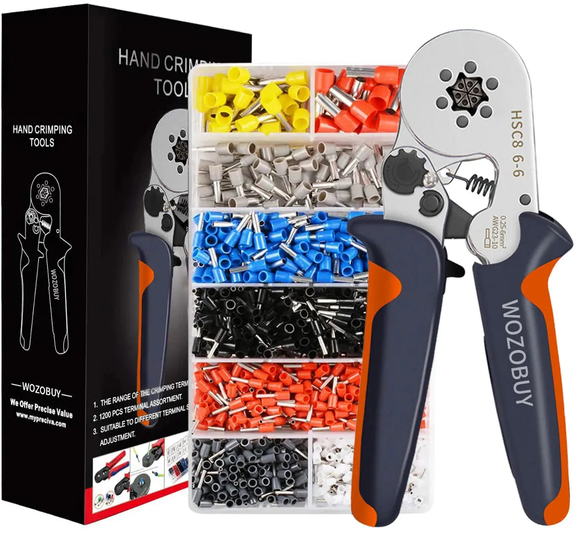 Hexagonal Ferrule Crimp Tool Wire Ferrule Crimping Tool HSC8 6-6/6-4 Self-adjustable Ratcheting Crimper for AWG23-10 0.25-6.0mm² - electrical center b2c