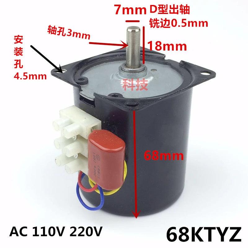 68ktyz Permanent Magnet Synchronous Motor 28W AC 110V 220V Metal Geared Speed 2.5rpm-110rpm Torque 100KG Reversed Forward CW CCW