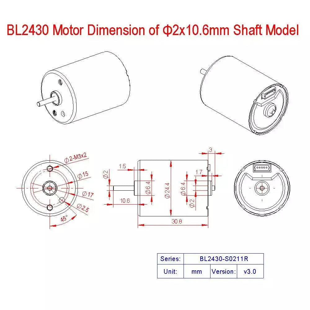 BL2430 DC Brushless 6W 12V 24V 6000 8000RPM  (Support 6V 12V 3000 4000RPM 5V 9V 18V 21V...) BLDC Micro Motor Forward and Reverse - electrical center b2c