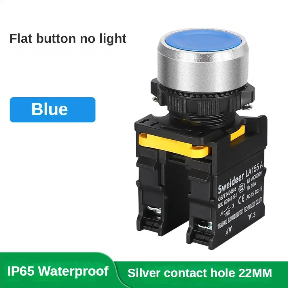 Button Switch Waterproof Momentary Self Reset Self Locking Flat Round Head 22mm Power Push Button Switch 10A 1NO 1NC Red Green - electrical center b2c