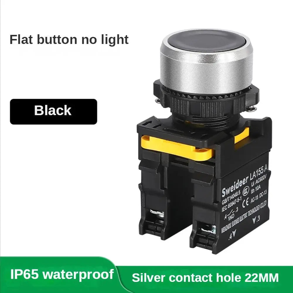 Button Switch Waterproof Momentary Self Reset Self Locking Flat Round Head 22mm Power Push Button Switch 10A 1NO 1NC Red Green - electrical center b2c