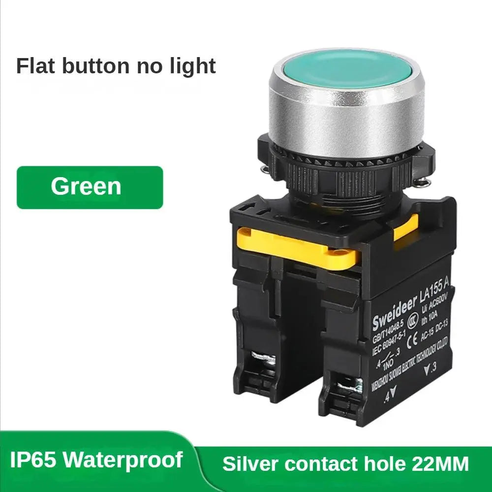 Button Switch Waterproof Momentary Self Reset Self Locking Flat Round Head 22mm Power Push Button Switch 10A 1NO 1NC Red Green - electrical center b2c