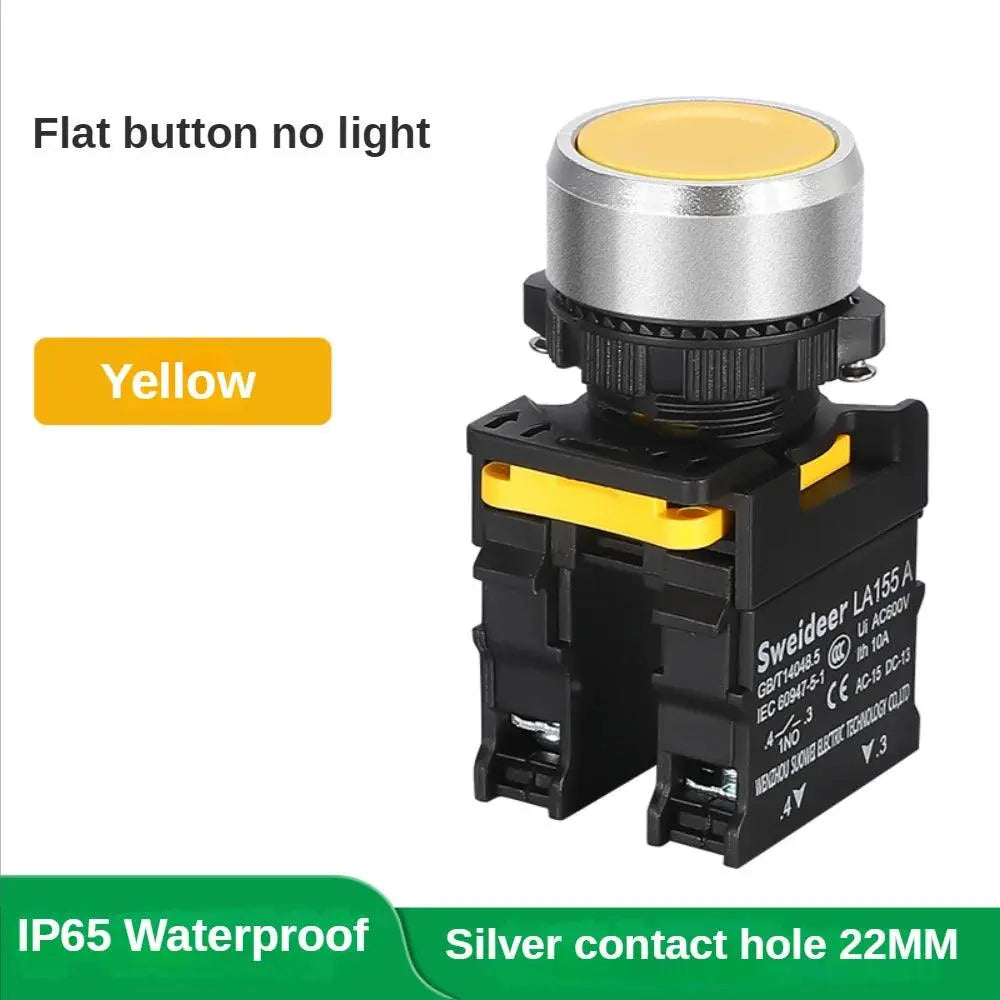 Button Switch Waterproof Momentary Self Reset Self Locking Flat Round Head 22mm Power Push Button Switch 10A 1NO 1NC Red Green - electrical center b2c