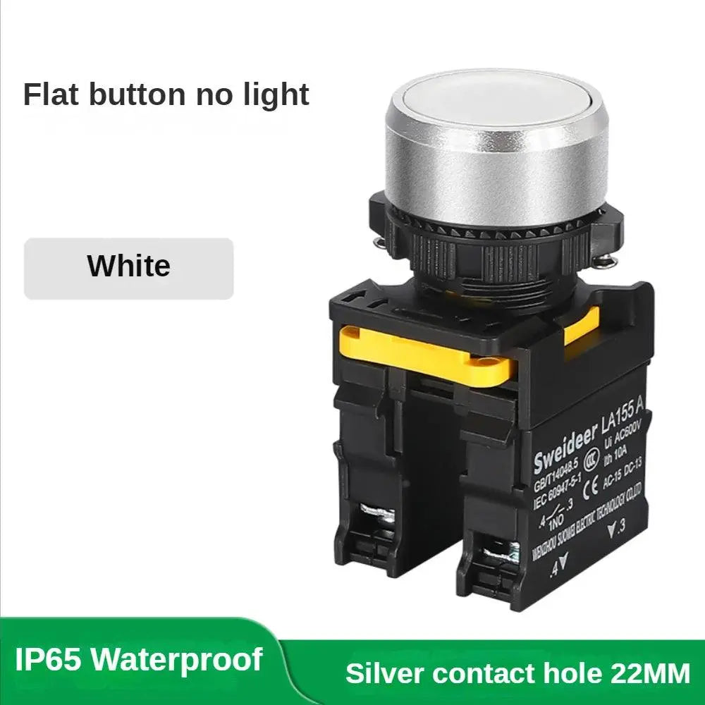 Button Switch Waterproof Momentary Self Reset Self Locking Flat Round Head 22mm Power Push Button Switch 10A 1NO 1NC Red Green - electrical center b2c