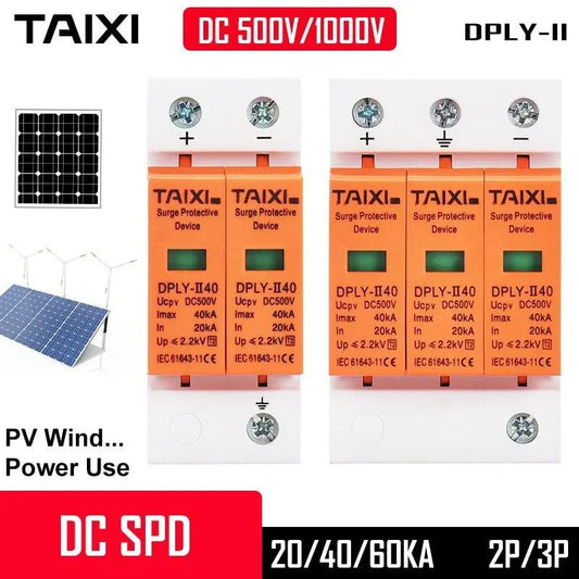 DC Surge Protector PV SPD 500V 800V 1000V System Used 20KA 40KA 60KA SPD 2 Poles 3P With PE Lightning Protect Wind Generator - electrical center b2c
