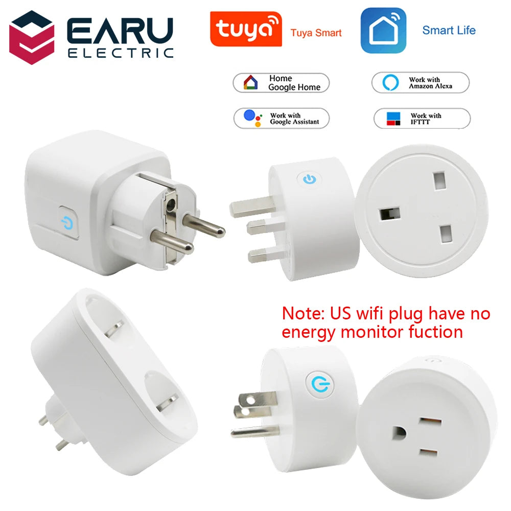 EU/US/UK 10A/16A Smart Wifi Power Plug Energy Monitor Timer Smart Home Wifi Wireless Socket for Alexa Google Home by Tuya App