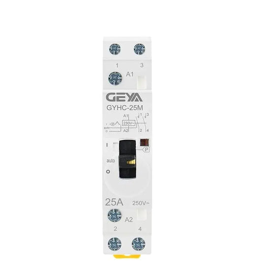 GEYA Manual Control Household Contactor Din Rail Type Modular Contactor 2P 16A 20A 25A 2NO or 2NC 220V - electrical center b2c
