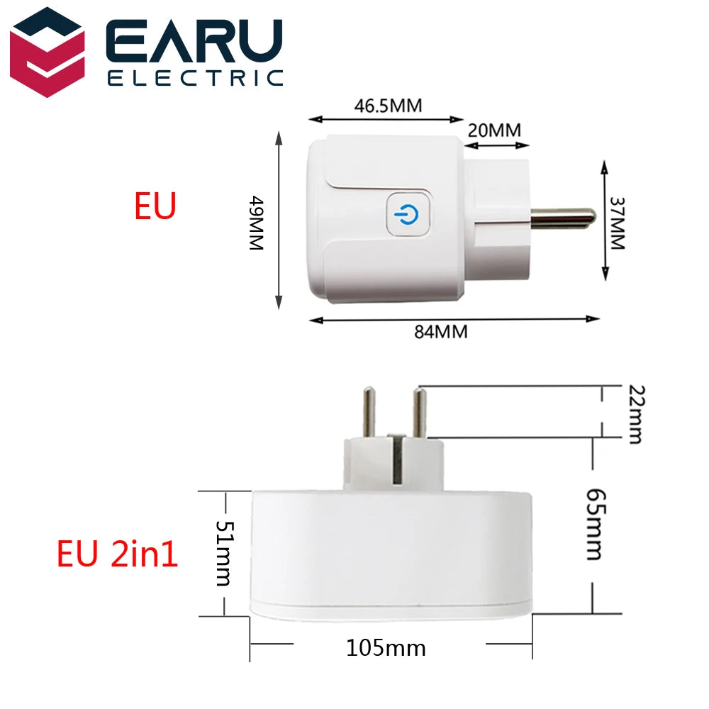 EU/US/UK 10A/16A Smart Wifi Power Plug Energy Monitor Timer Smart Home Wifi Wireless Socket for Alexa Google Home by Tuya App