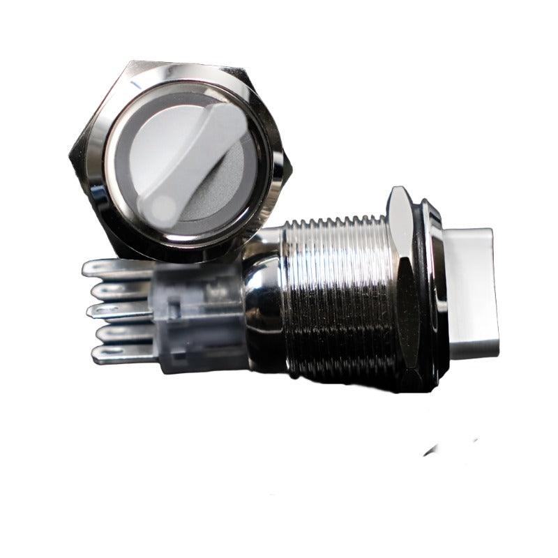 22mm 2 3 Position Switch Push Button Switch DPDT Illuminated Metal selector Rotary Switch with LED Waterproof Stainless Steel.