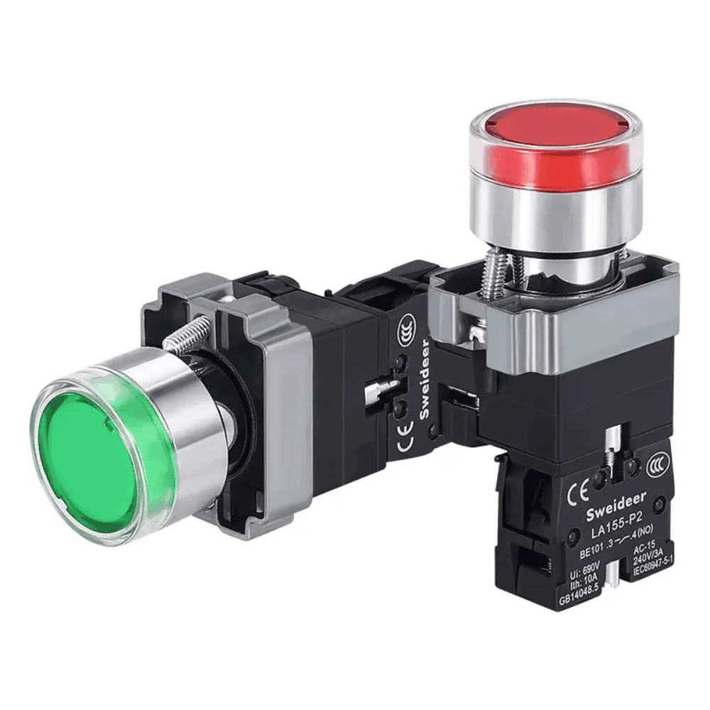 LED Light 220V Push Button Flat Self Locking Indicator Red Green Yellow Blue 12V 24V Illuminated Push Button with Lamp - electrical center b2c