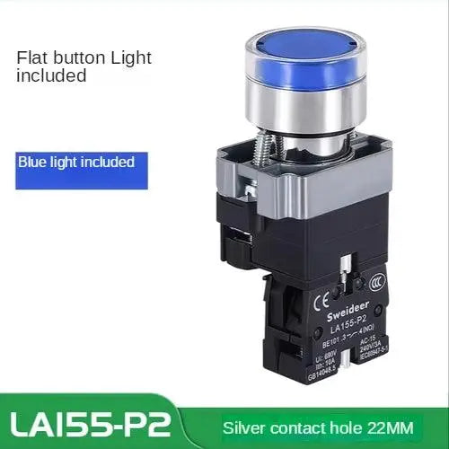 LED Light 220V Push Button Flat Self Locking Indicator Red Green Yellow Blue 12V 24V Illuminated Push Button with Lamp - electrical center b2c