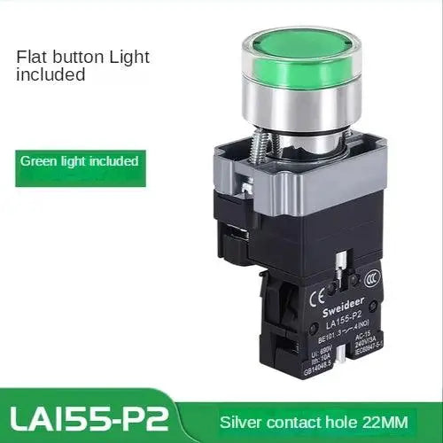 LED Light 220V Push Button Flat Self Locking Indicator Red Green Yellow Blue 12V 24V Illuminated Push Button with Lamp - electrical center b2c