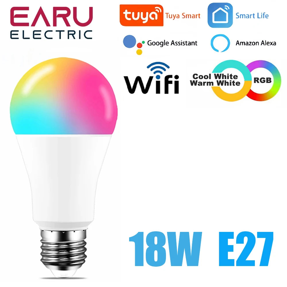 Dimmable 18W 15W Smart Led Light Bulb RGB CCT E27 Tuya WiFi Smart Home Led Lamp Compatible With Alexa Amazon Google Assistant
