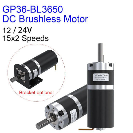 GP36-BL3650 DC Brushless 12V 24V Planetary Gear High Torque Low RPM Micro Gearbox BLDC Motor with reducer 10 80 300 1500 2000RPM