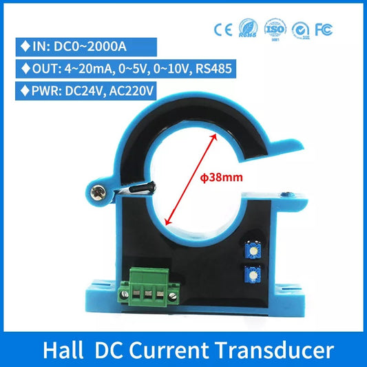 Open Loop Split Core CT Current Transformer Converter DC Current Transmitter Analog 4-20mA 0-10V output Hall Current Transducer 38mm aperture|DC12V powered