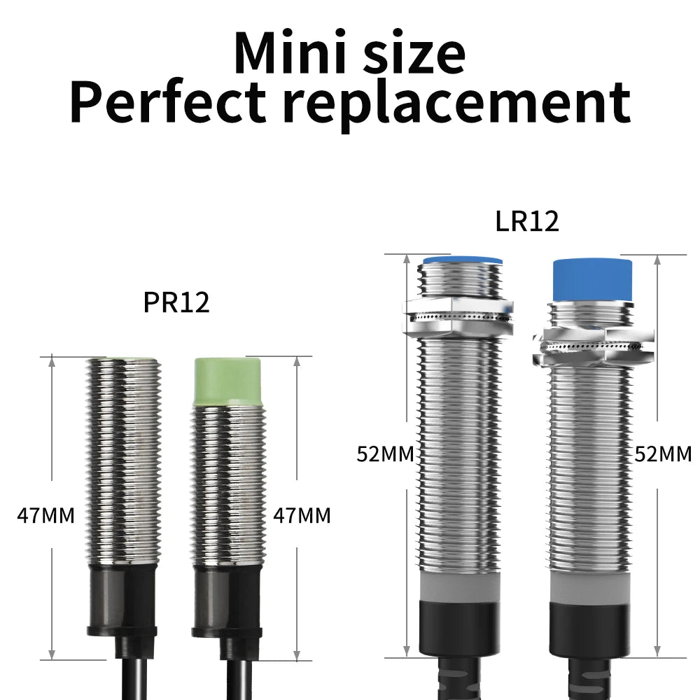GTRIC PR12-2DN PR12-2DP Inductive Proximity Sensor Switch M12 Flush PR12 Short Type 12-24V DC NPN PNP 2MM Metal Proximity Switch