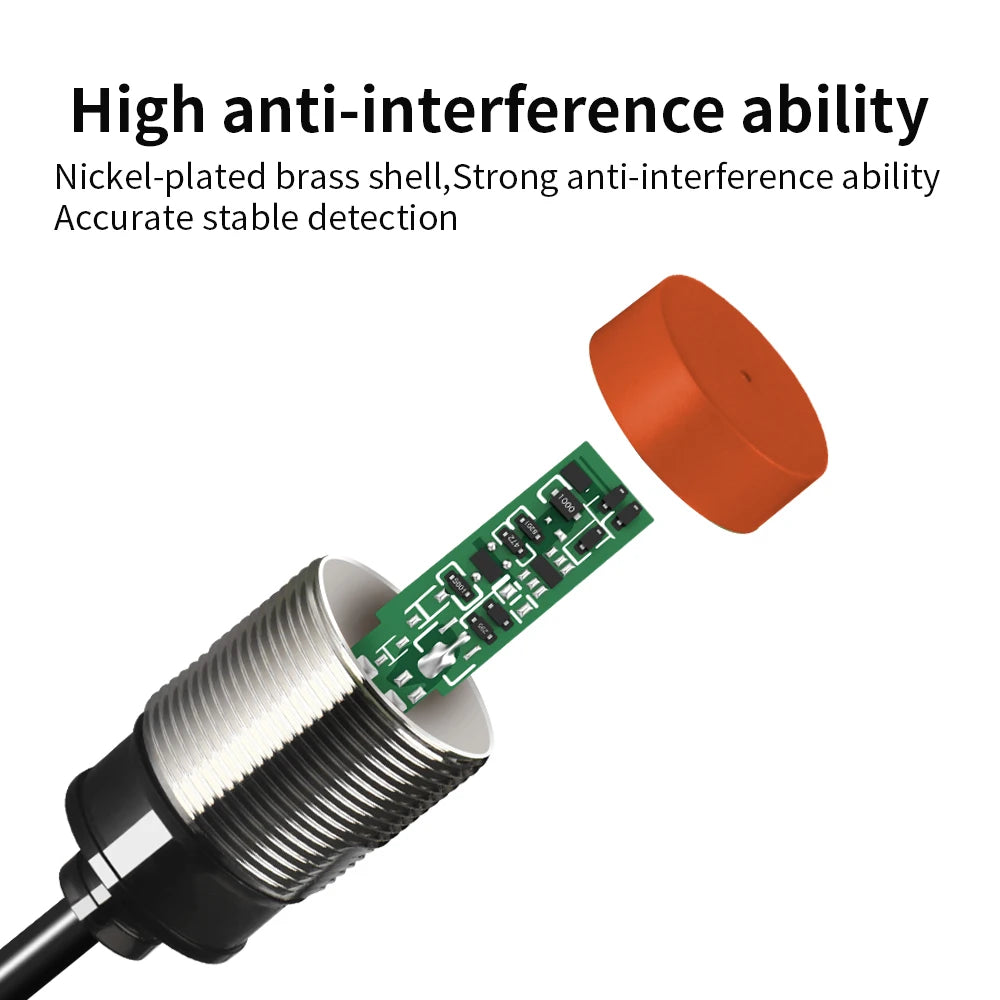 GTRIC PR30 Proximity Sensor Switch Non-Flush M30 Short NPN PNP 12-24V DC 15mm Sensing Distance Metal Inductive Proximity Switch