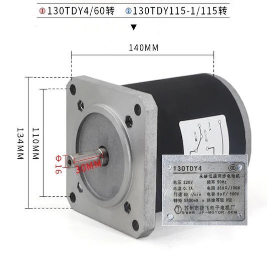 150W AC 220V Permanent Magnet Synchronous Motor High Torque Low Speed 60rpm 115rpm Electric Motor Long Life Mini Moter Engine