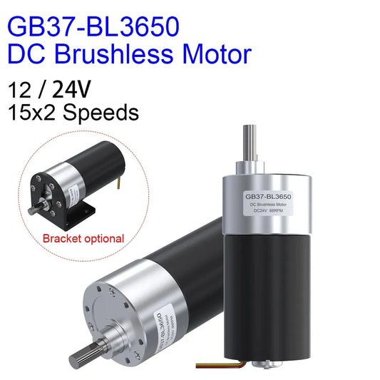 GB37-BL3650 DC Brushless 12V 24V High Torque Low RPM Micro BLDC Geared Motor  10 to 1280RPM for Automation Awning Camping Car