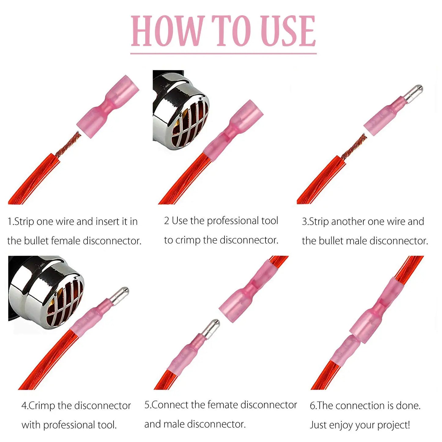 20/50PCS Heat Shrink Wire Terminals Female Male Bullet Waterproof Insulated Butt Solder Splice Cable Elelctrical Connectors Red