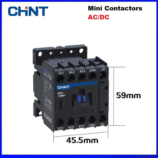CHINT AC DC Mini Miniature Contactor NXC-06M10 09M10 12M10 6A 9A 12A 1NO / 1NC AC DC 380V 220V 110V 24V