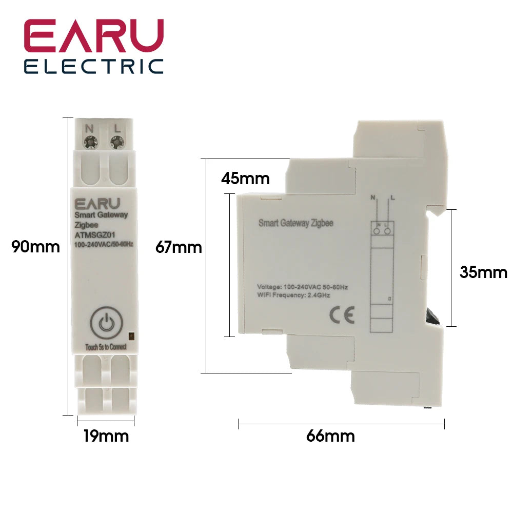 Tuya Wireless Zigbee Bridge Smart Home AC100~240V 50/60Hz Din-Rail Zigbee Gateway Hub Remote Control for Alexa Google Home