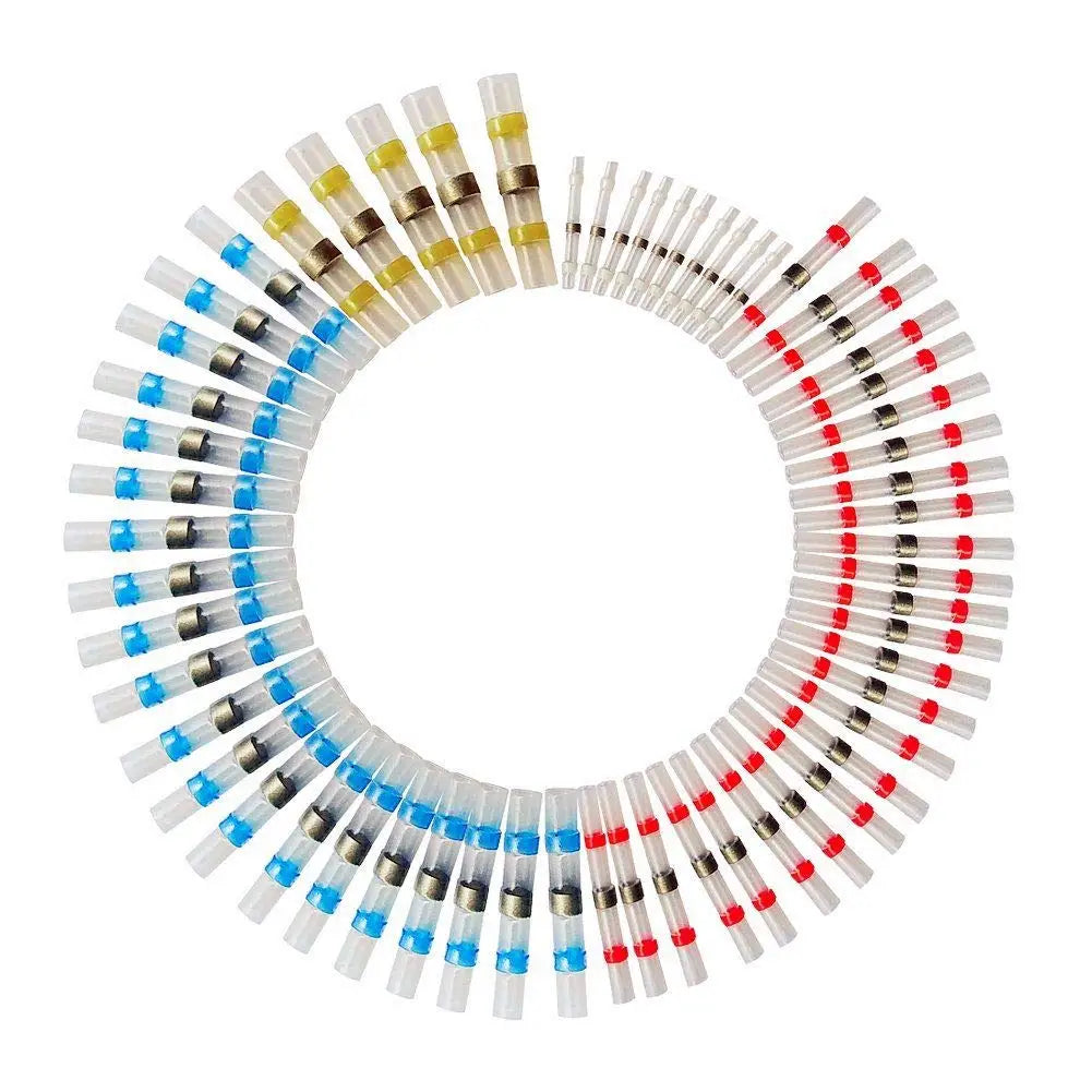 110PCS Seal Heat Shrink Butt Wire Connectors Solder Sleeve AWG26-10 Waterproof Butt Connector Insulated Assortment Terminals Kit