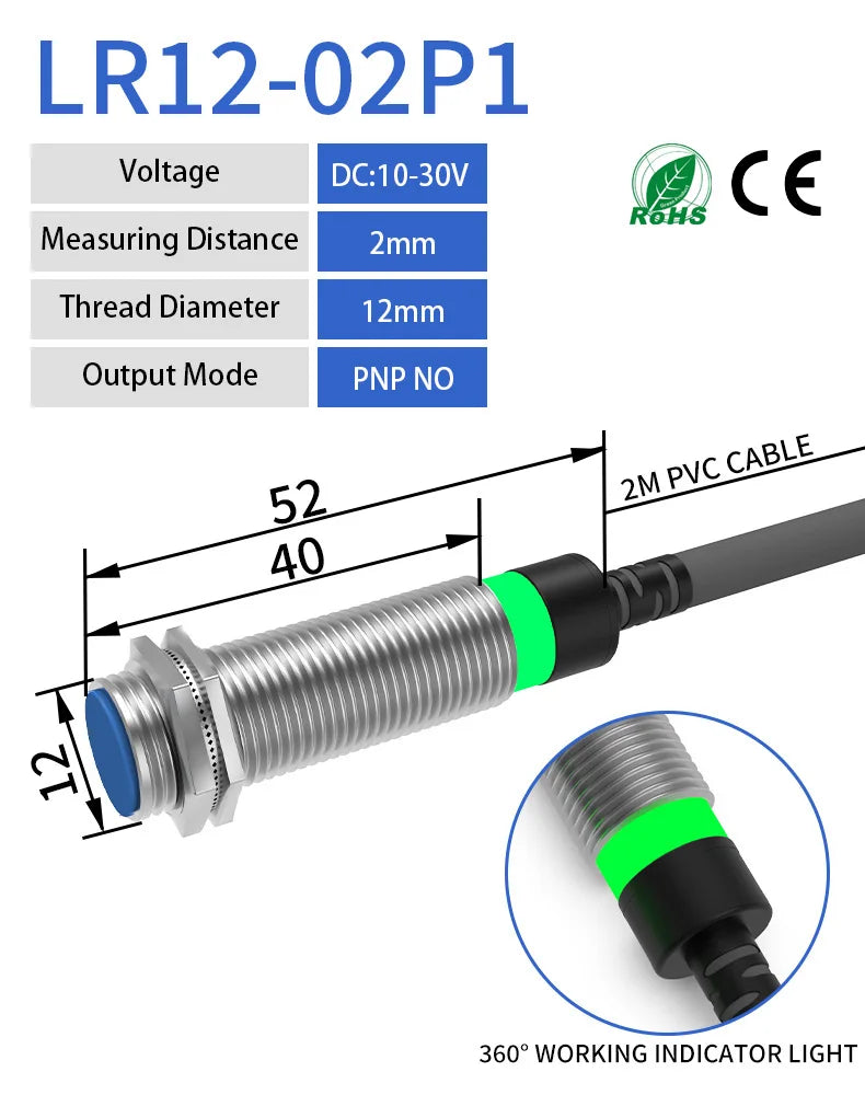 GTRIC LJ12A3 Series Inductive Proximity Switch Sensor NPN PNP High Quality Sensing Distance 2mm 4mm DC 12-24V AC 90-220V