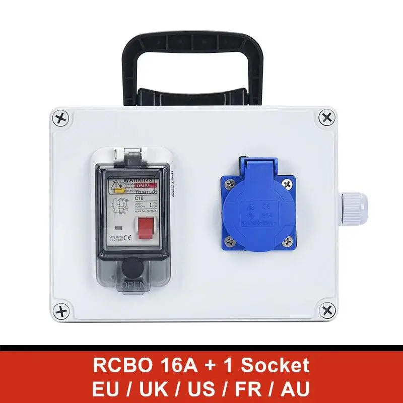 UK US EU FR IT sockets Outdoor socket box with switch MCB RCBO 110V 220V 16A Home wall Mounted Waterproof Distribution Box - electrical center b2c