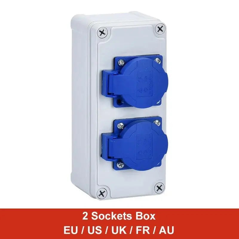 UK US EU FR IT sockets Outdoor socket box with switch MCB RCBO 110V 220V 16A Home wall Mounted Waterproof Distribution Box - electrical center b2c
